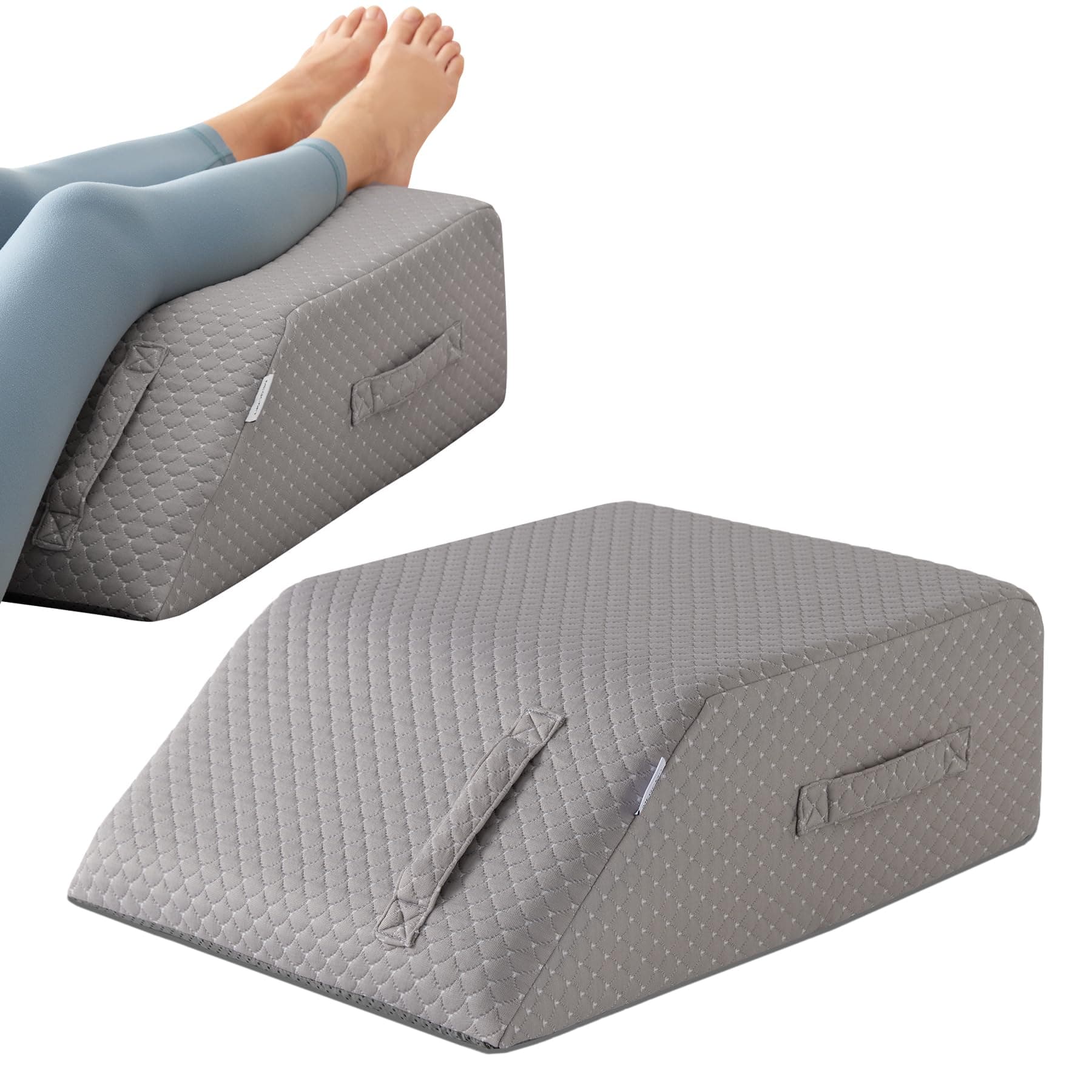 MEGCXIT Leg Pillow Elevation Blood Circulation, Leg Wedge for Elevation for Swelling, Leg Elevating Pillow for After Surgery, Memory Foam Foot Knee Pillow for Back Sleeping 23.6×16.8×8 Inch Grey