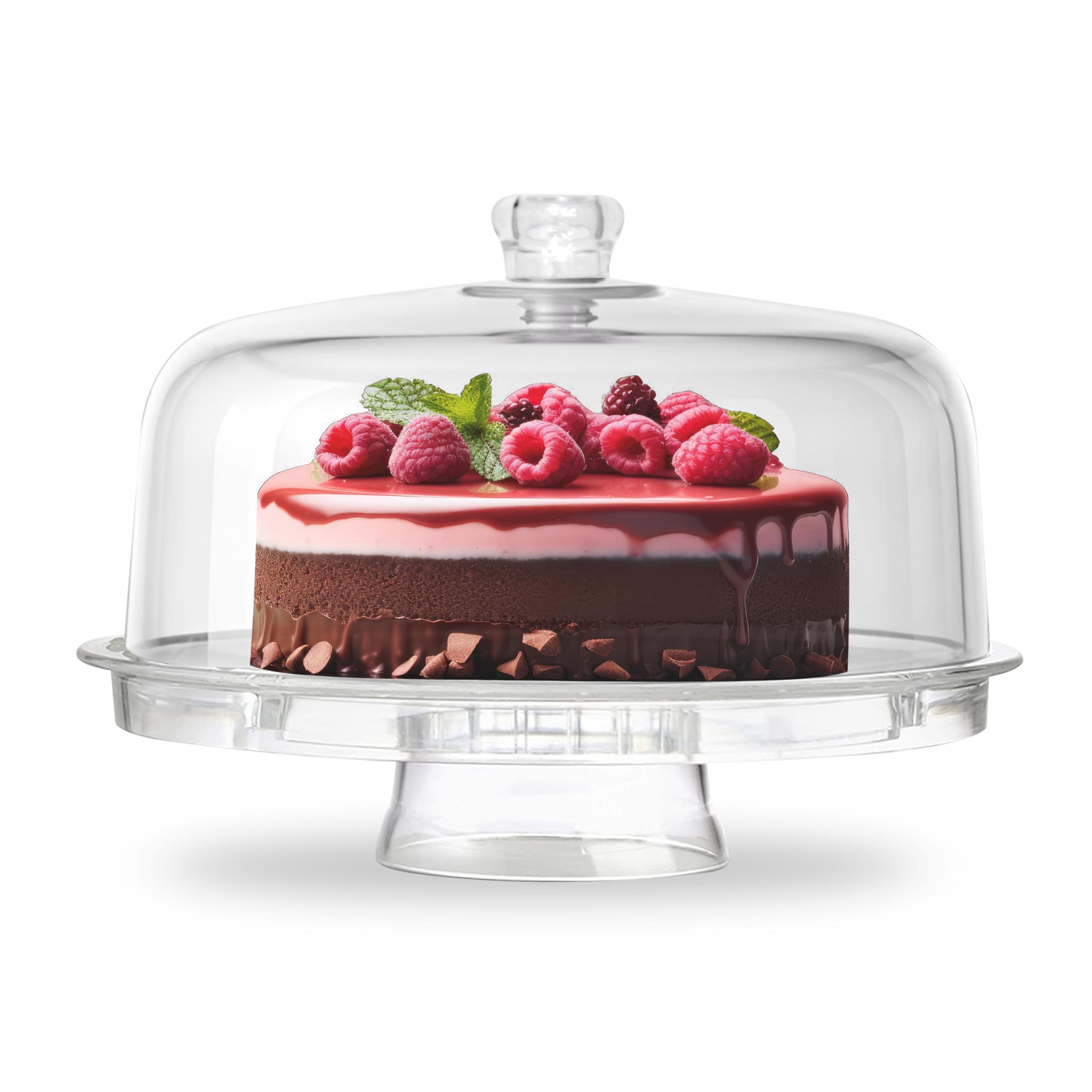 Modern 6 IN 1 Design Multifunctional Cake Stand & Dome Plastic Cover Multi Purpose Salad Bowl | Quality Products by Denny International®