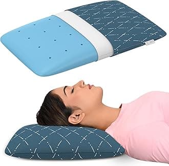 MY ARMOR Cool Gel Memory Foam Pillow for Neck Pain & Shoulder Pain, Orthopedic Pillow for Sleeping, Thin Size - 4 Inch, Washable Blue Checks Cover - Pack of 1