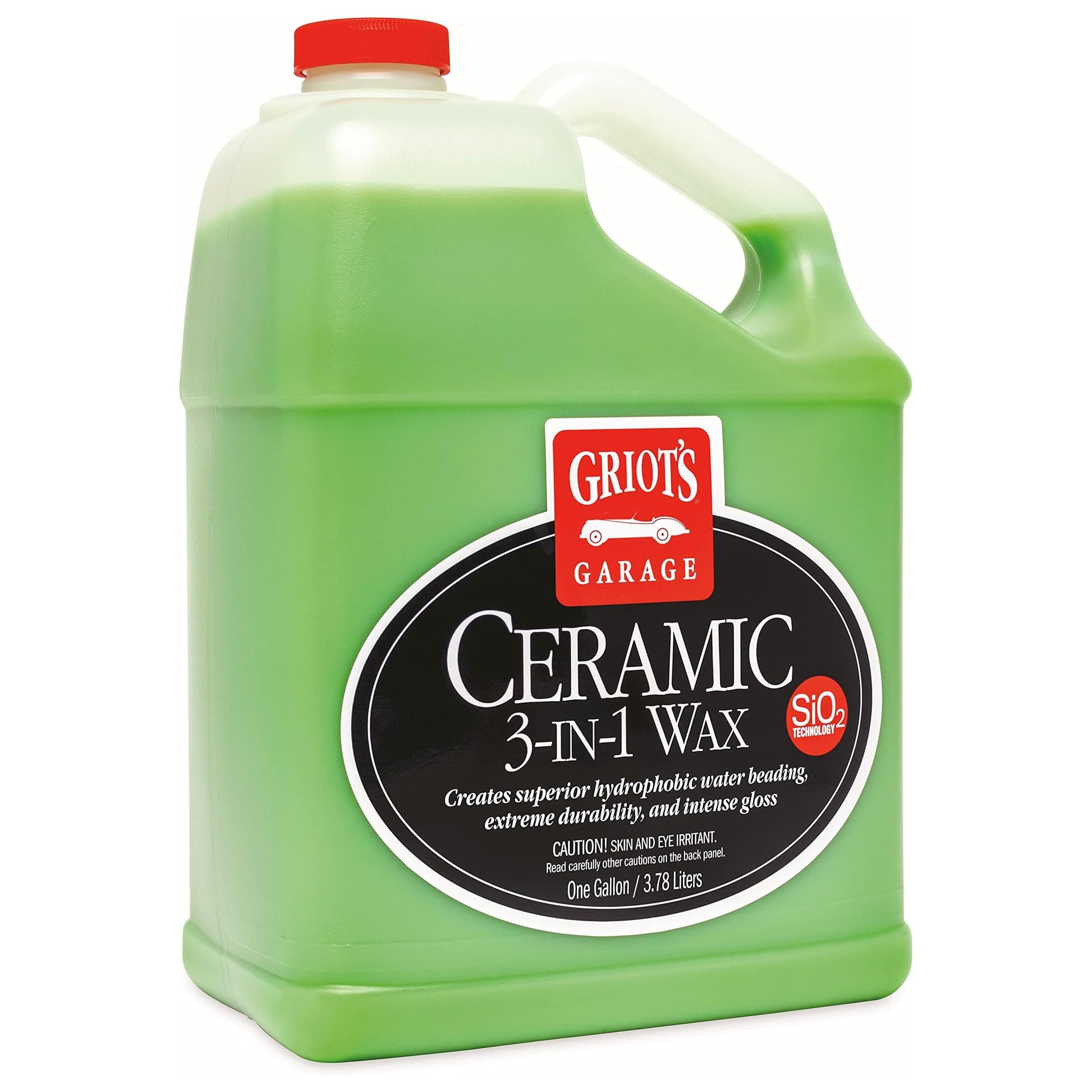 Griot’s Garage Ceramic 3-in-1 Wax, SiO2 Spray for Cars, Trucks, RV’s, Provides Protection and Water Beading on Paint, Wheels, Plastic, Rubber Trim, Chrome, and More, 10983, 1 Gallon