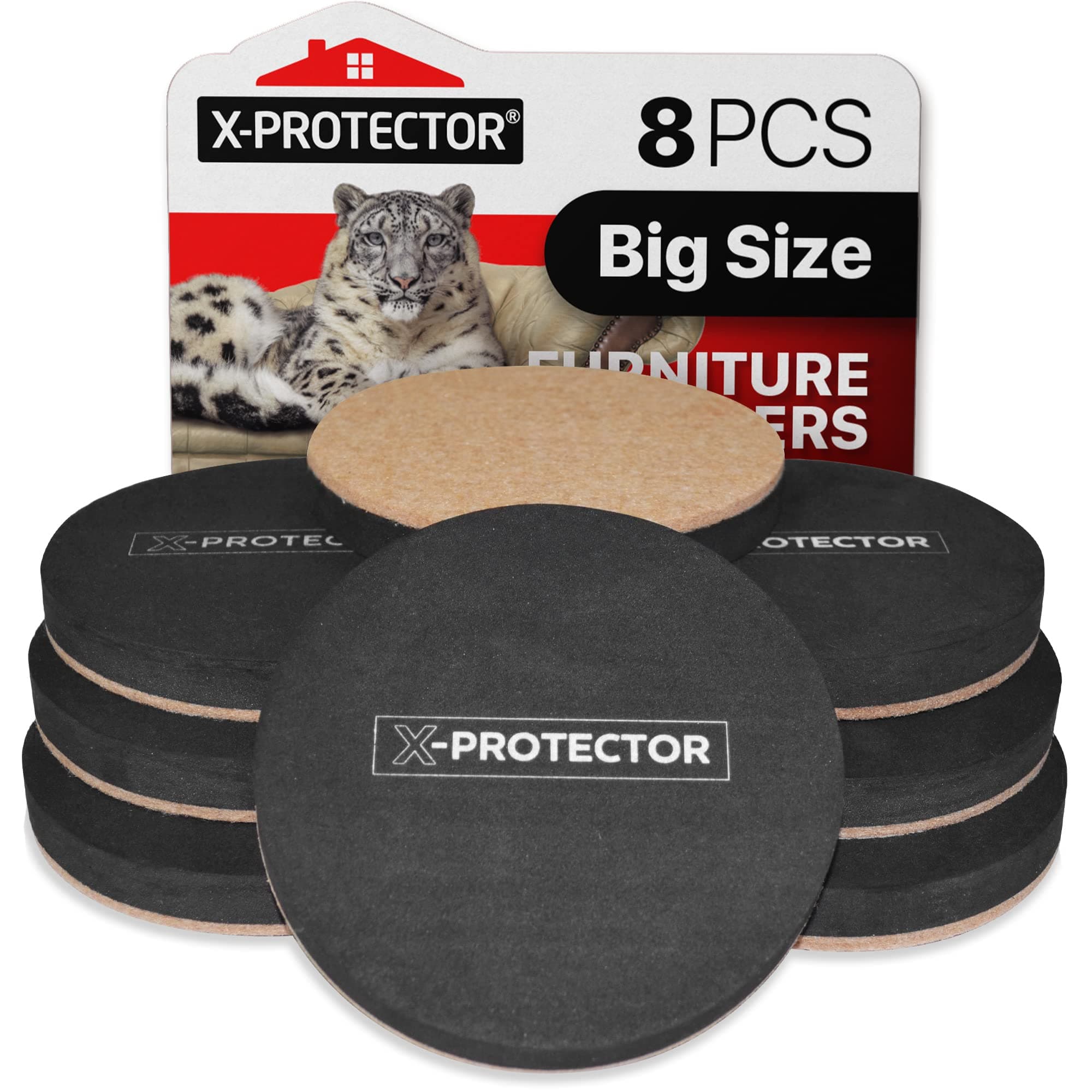 Felt Furniture Sliders Hardwood Floors X-PROTECTOR – 8 PCS 4 3/4 inch Furniture Sliders – Heavy Duty Felt Sliders Hard Surfaces – Move Your Furniture Easily & Safely!