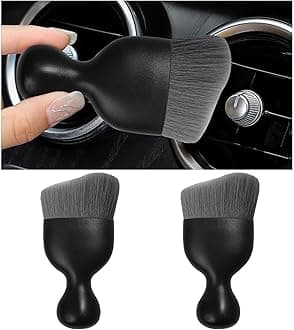 2PCS Car Interior Dust Brush, Soft Scratch Free Auto Detailing Brushes, Universal Vehicle Interior Cleaning Tool for Automotive Dashboard, Air Vents, Leather (Gray)