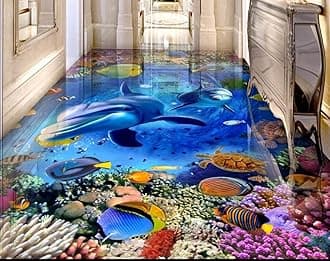 Custom 3D Flooring murals Underwater World Dolphin 3D Floor Tiles Waterproof self-Adhesive murals floor-430 * 300cm