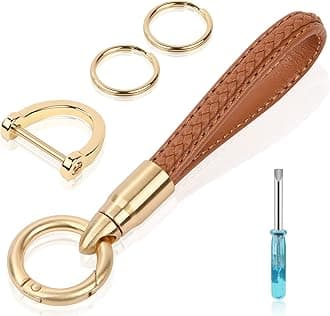 flintronic Key Fob Keychain, Leather Key Chain Holder with Anti-Lost Ring, Lightweight Car Key Chain for Men & Women, 360 Degree Rotatable Key Holder for Car Office Home
