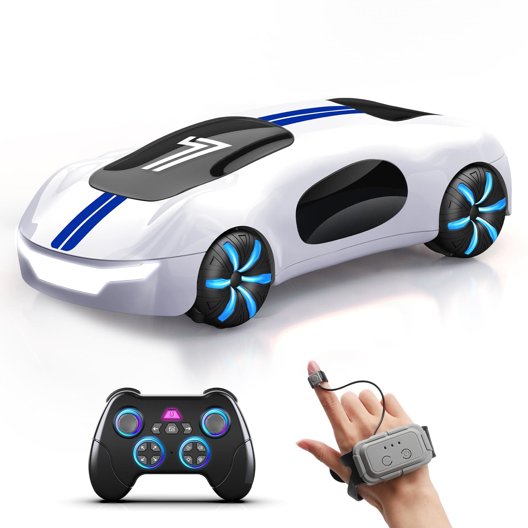 AEROQUEST Gesture Sensing Remote Control Car, Drift RC Stunt Car with Light Spray & Sound, 2.4GHz Hobby RC Cars Toy for Kids, 360° Rotate, Birthday Gifts for Boys Girls 4-12