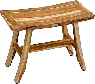 EcoDecorsShower Bench, Bamboo Wood, Earthy Teak, 24Lx12Wx18.5T