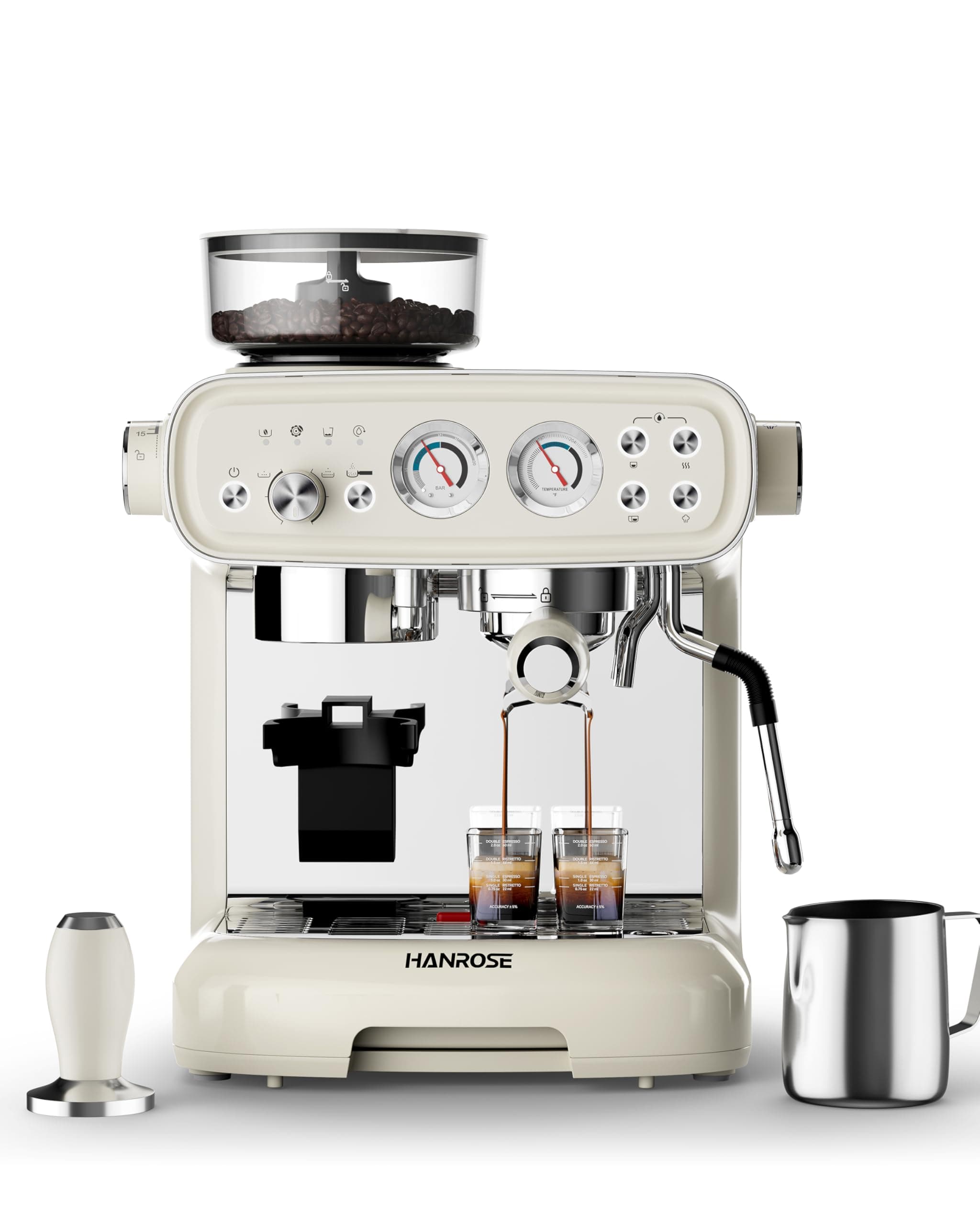 Espresso Machine With Grinder, 20 Bar Espresso Machine with Milk Frother Steam Wand, Espresso Machines for Home, Expresso Coffee Machines Professional, Cappuccino Latte Machine