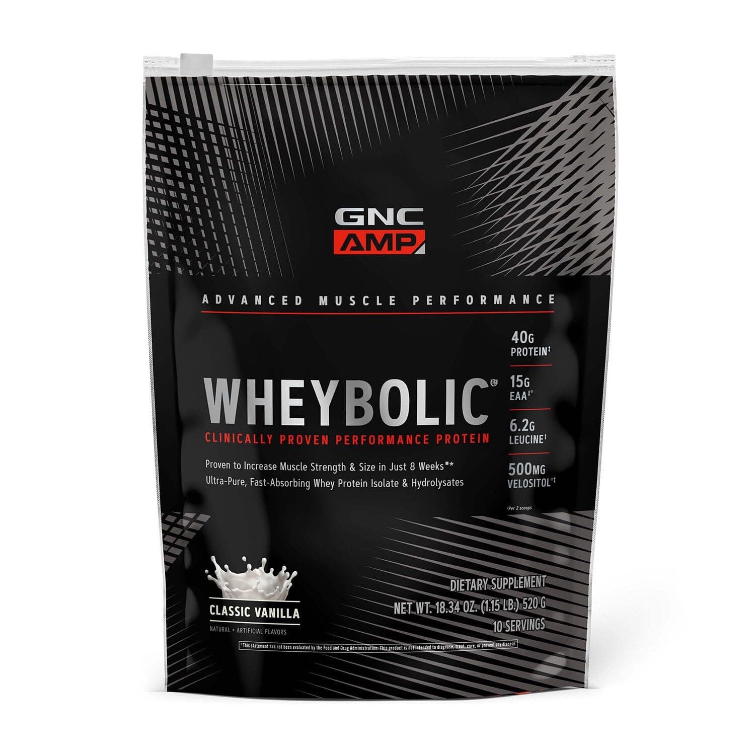 AMP Wheybolic Whey Protein Powder Isolate with BCAA | Targeted Muscle Building and Workout Support Formula | Gluten Free | Classic Vanilla | 10 Servings