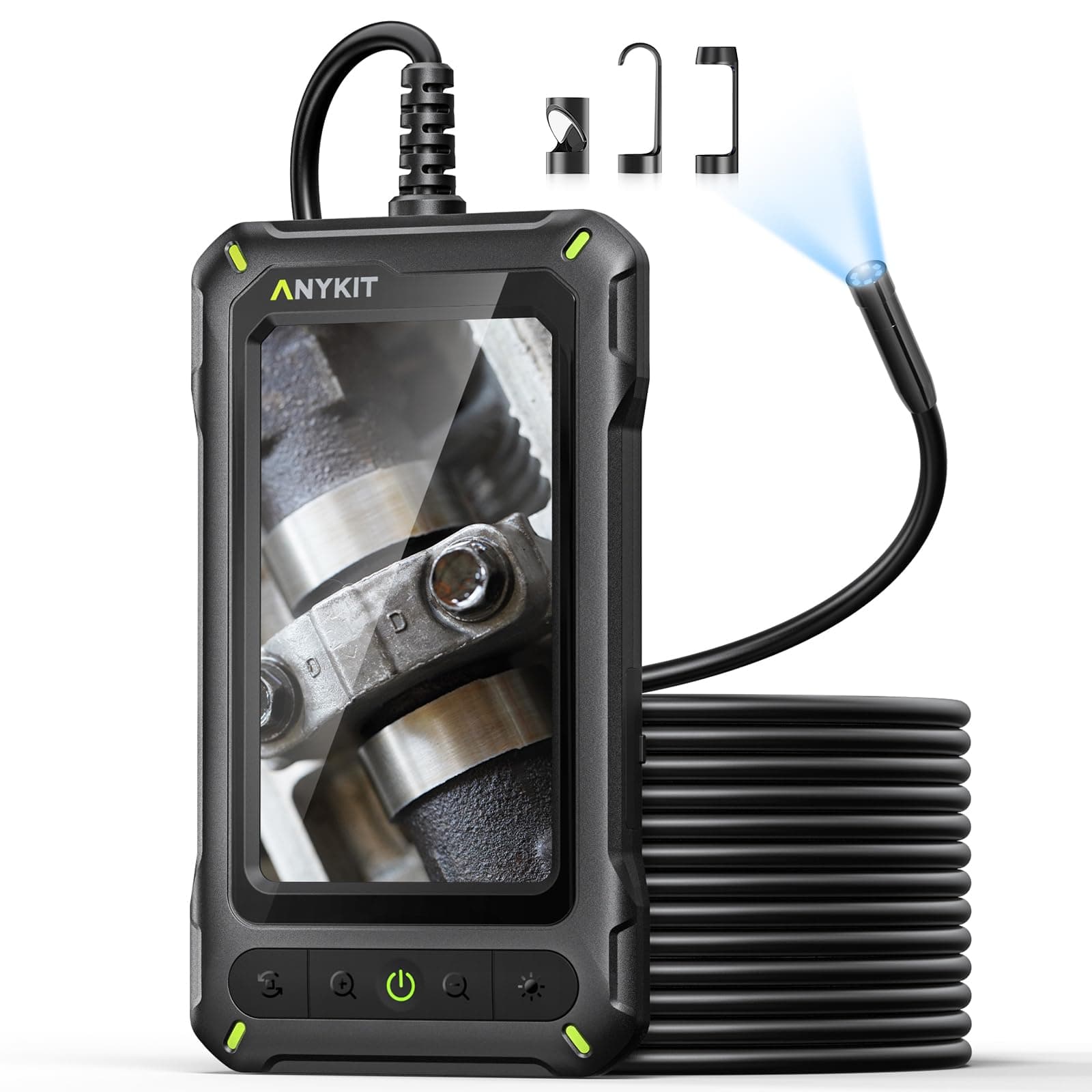 Anykit Borescope Inspection Camera with Light, Industrial Endoscope Camera with 4.3” HD Screen, Waterproof Digital Snake Cam, Semi-Rigid Cable Bore Scope for Pipe, Engine, Inside Wall, Duct (10 FT)