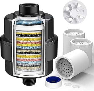 20-Stage Shower Head Filter-Shower Head Filter for Hard Water, with 3 Replaceable Filter Cartridges, High Output Shower Water Filter for Removing Chlorine and fluoride,Black