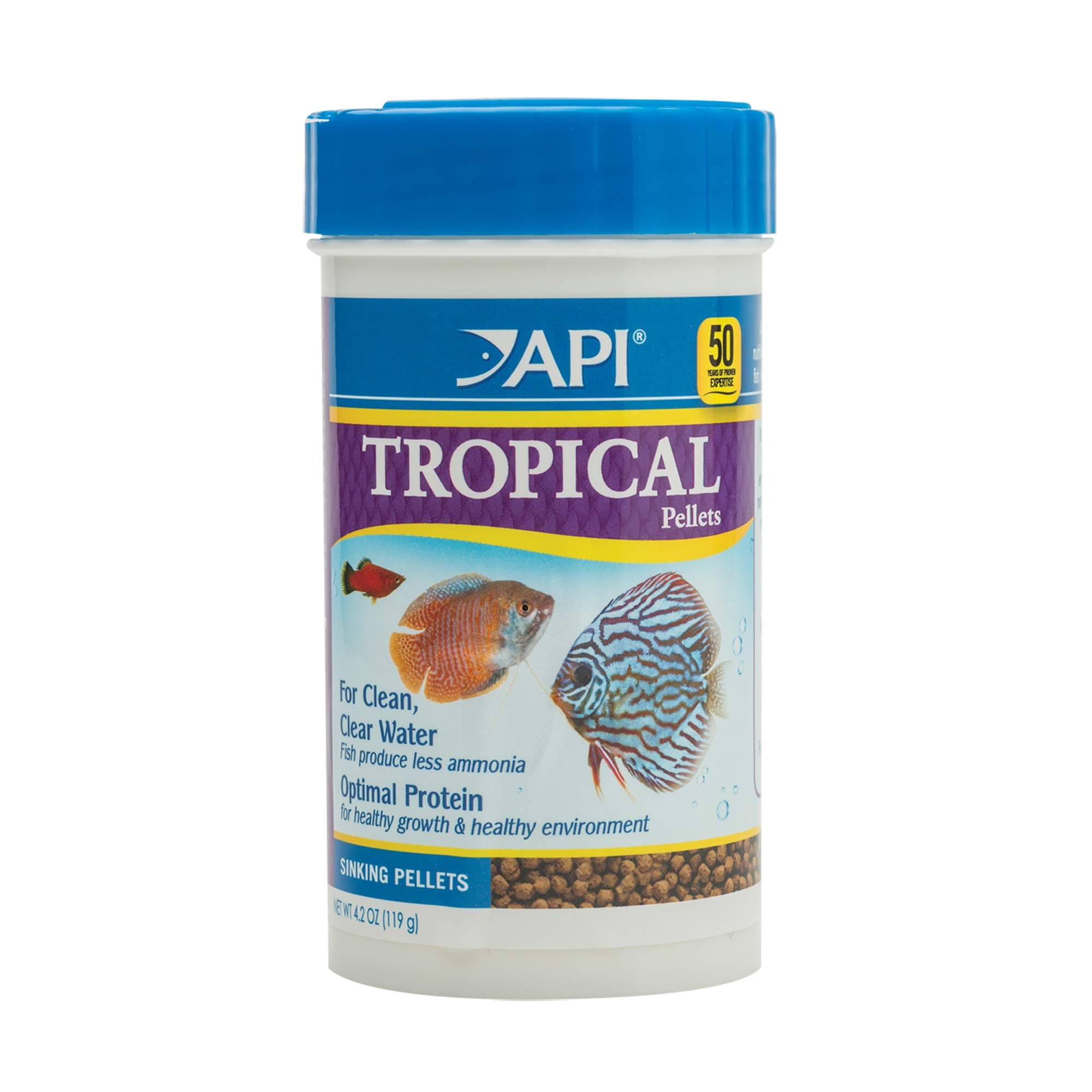 API TROPICAL PELLETS Sinking Pellets Fish Food 4.2-Ounce Container, Medium (823B)