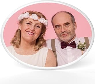 Personalized Ceramic Photo for Headstone, Waterproof Picture for Grave Cemetery Tombstone Pictures Porcelain Cameo Funeral Portrait Memorial Monument Photo for Burial Stone Hanging Decorative Tiles