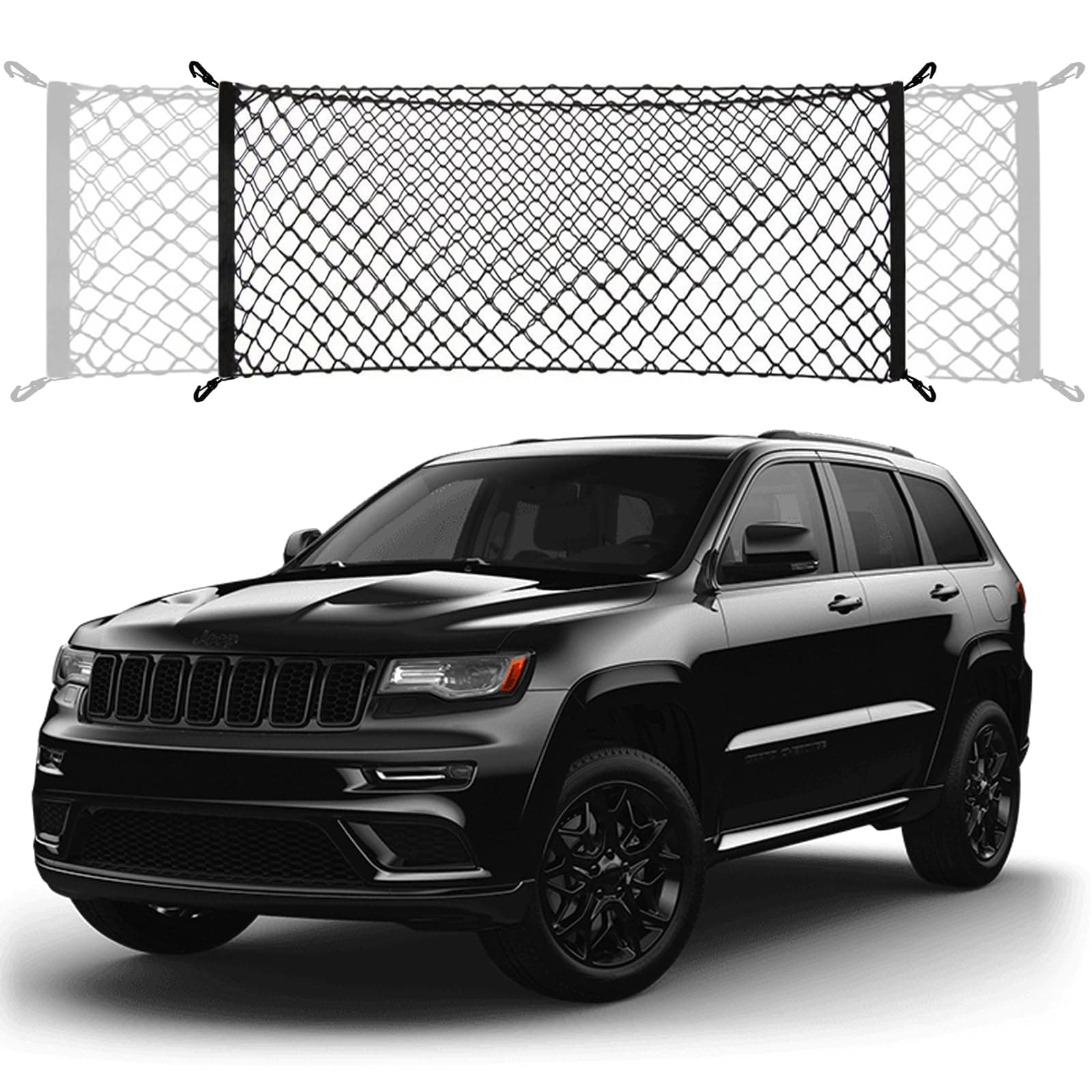 Envelope Style Cargo Net Compatible with Jeep Grand Cherokee 2011-2021, Grand Cherokee WK (Not fit for WL) New 2025 2024 2023 2022, Premium SUV Car Rear Nylon Mesh Tailgate Netting