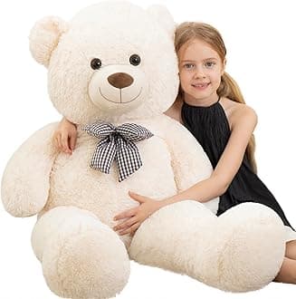 MorisMos Giant White Teddy Bear 4 Feet, Cute 47inch Stuffed Animal Big Teddy Bear Plush, Classic Girlfriend Boyfriend Gift, Birthday, Party Favor