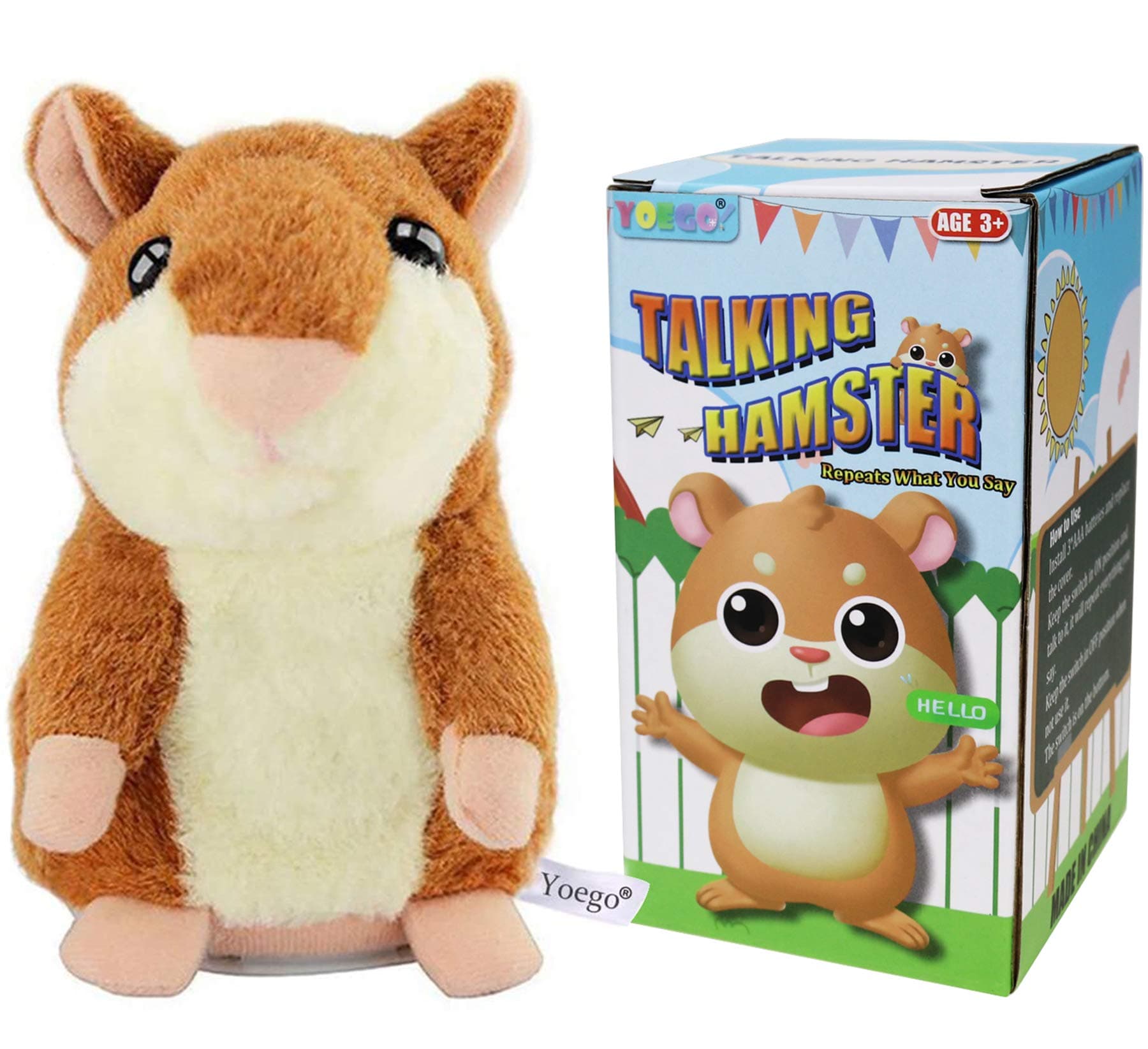 Talking Hamster Repeats What You Say Interactive Stuffed Plush Animal Talking Toy,Perfect Toy Gifts for Boys Girls Age 3+ (Brown)