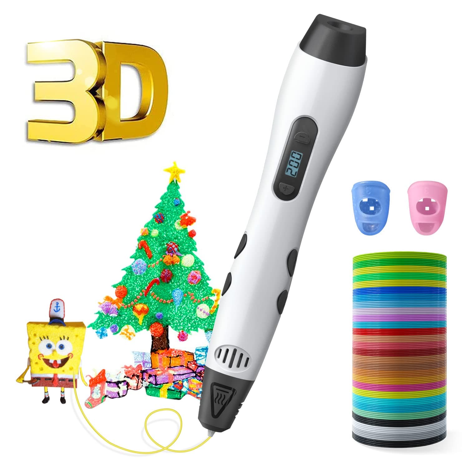 3D Printing Pen,GEEETECH 3D Pen with LCD Display,Adjustable Speed/Temperature,Compatible with 1.75mm PLA&ABS Filament,Great Arts Crafts Gift-improving Kids and Adults Creative Skills and Imagination