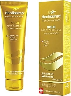 Gold Advanced Whitening Gel Toothpaste with Fluoride, Premium Swiss Oral Care, 2.5 Fluid Ounces, Made in Italy