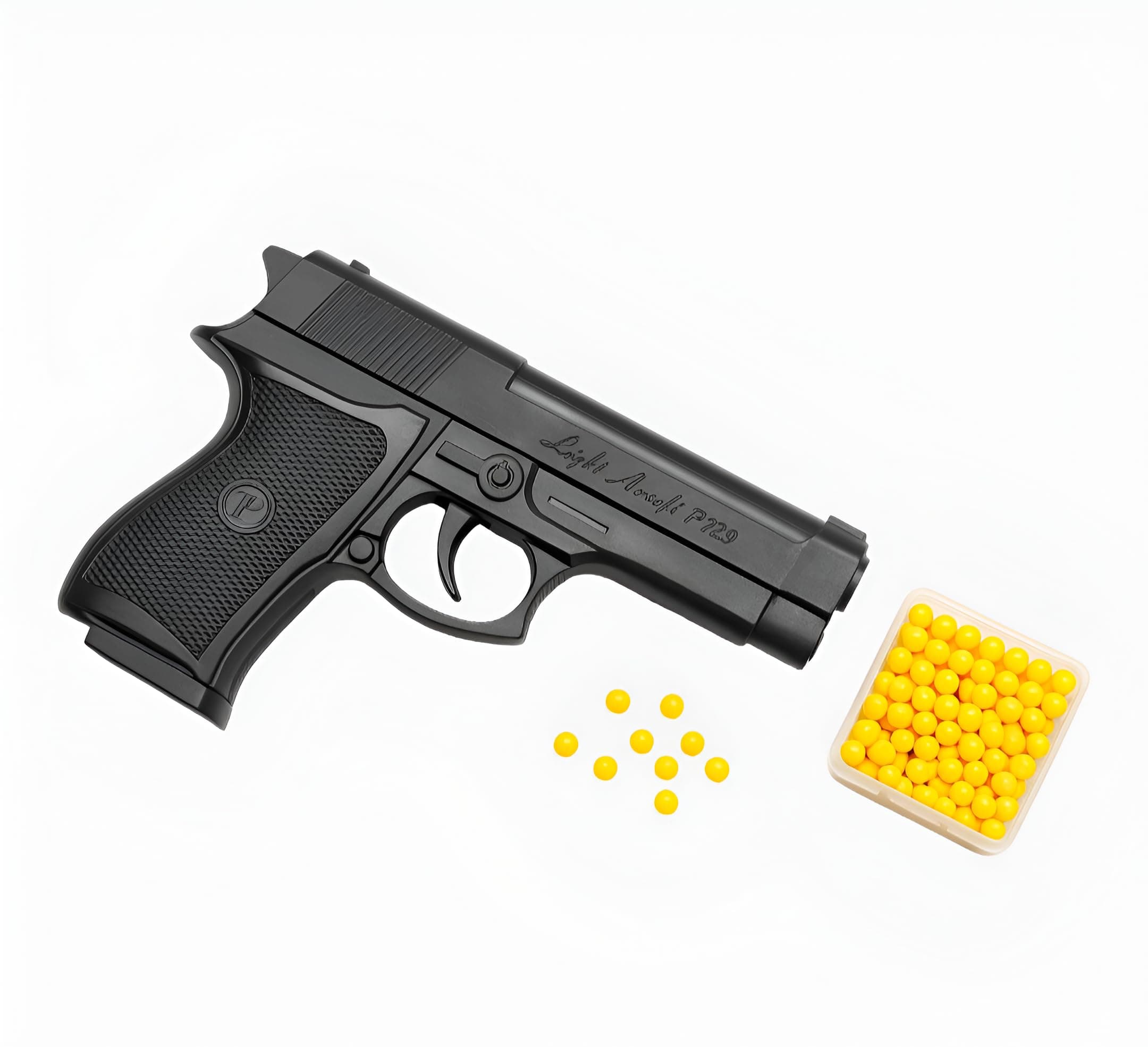 Toy Gun with 150+ BB Plastic Bullets for Kids | Pull Back Reload Lever | Magazine Ejection Button | 50-60 Feet Range | Black Pistol Toy for 8+ Years Boys