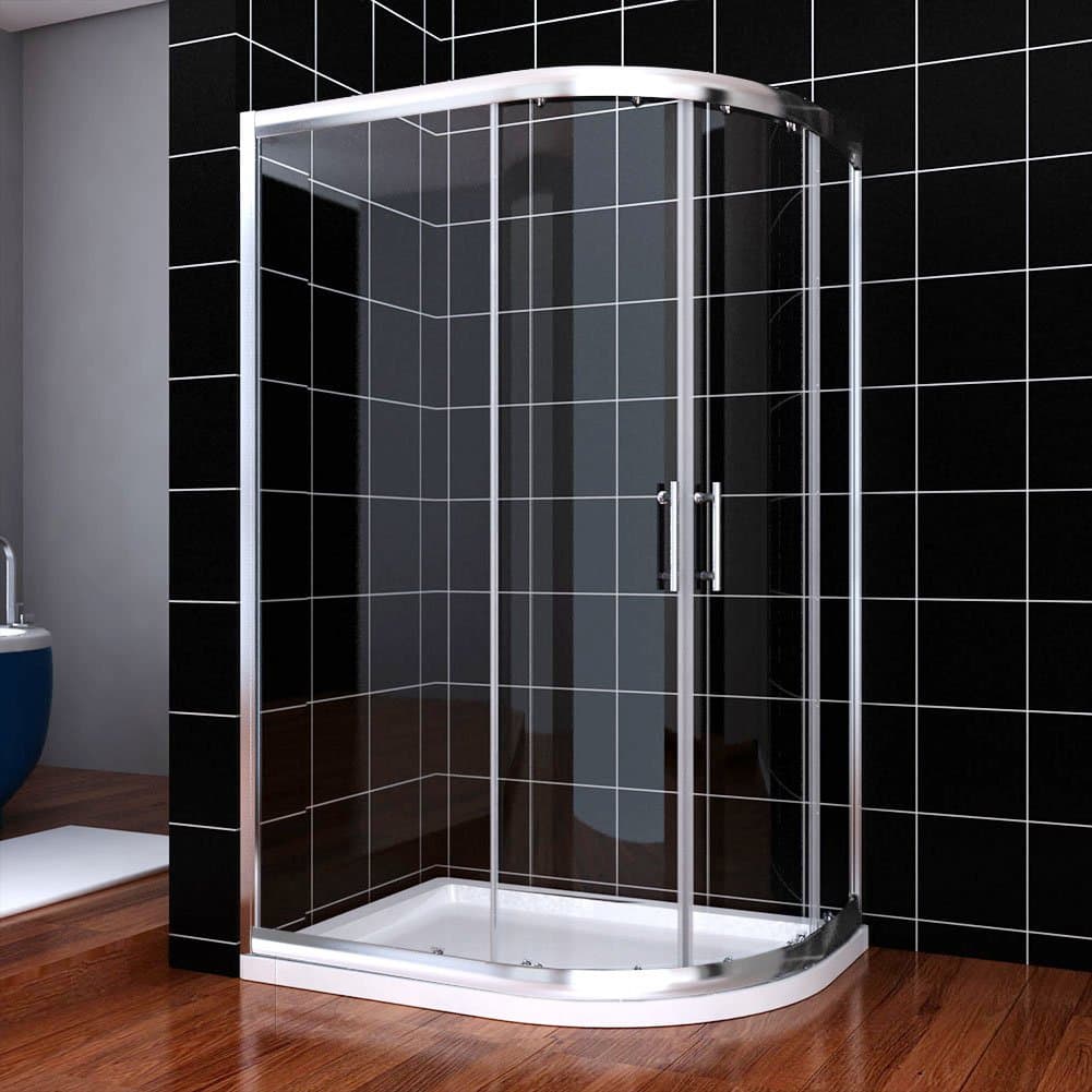 ELEGANT 1000 x 800 mm Offset Quadrant Shower Enclosure 6mm Tempered Sliding Glass Cubicle Door