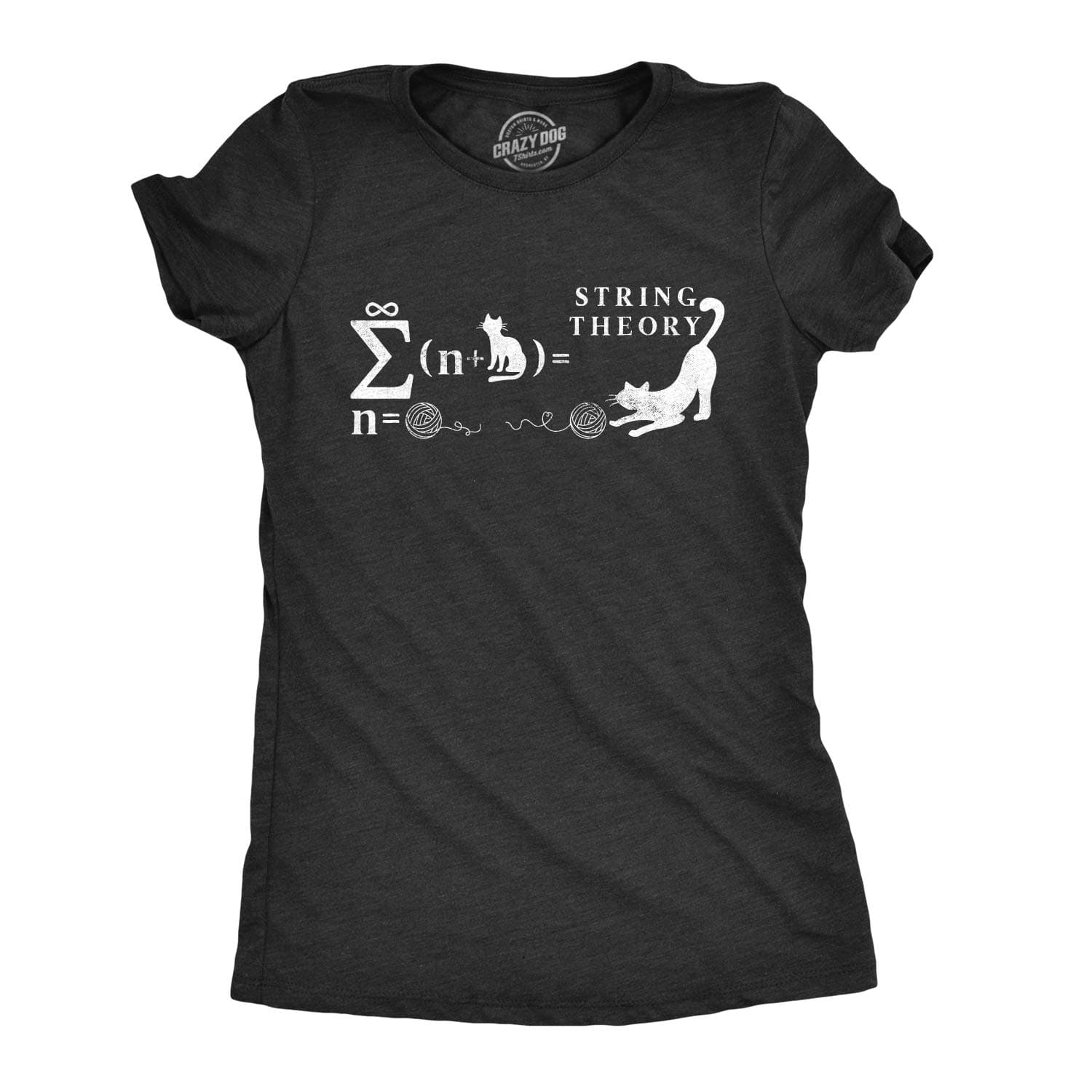 APSRA TRADERWomens String Theory Tshirt Funny Cat Math Science Nerdy Tee