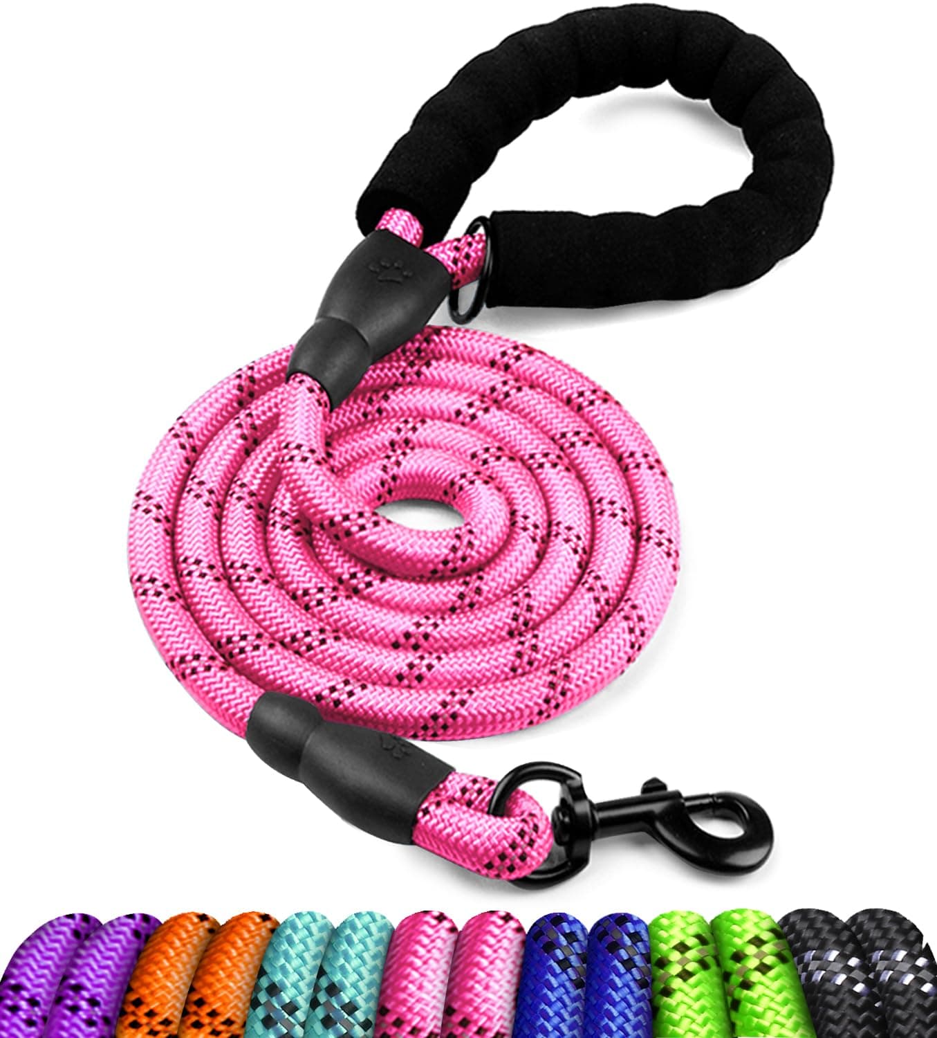 COOYOO Dog Leash 5/6 FT with Comfortable Padded Handle and Highly Reflective Threads for Small Medium and Large Dogs