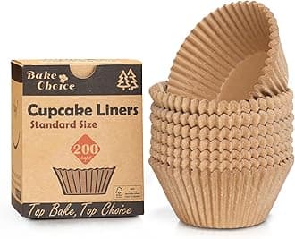 Bake Choice [9 Colors Available] 200pcs Standard Natural cupcake liners for baking,food grade cupcake wrappers,non-stick, greaseproof parchment muffin liners,by