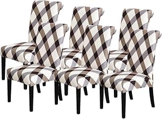 AAZEEM Dining Room Chair Covers Stretch Parsons Chair Slipcovers for Dining Room Chair |Elastic Chair Cover |Stretchable Dining Chair Cover |Removable |Washable|Set of 8 | (Beige_Chair Cover_6, 6)