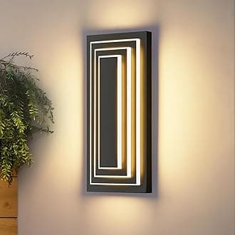 15.7 in Long Outdoor Wall Lights,3-Tier Large Exterior Lighting Fixtures,LED Front Porch Lights,Waterproof Outdoor Garage Lights,3000K Warm White 3000K Modern Acrylic Wall Sconce,24W,1 Pack