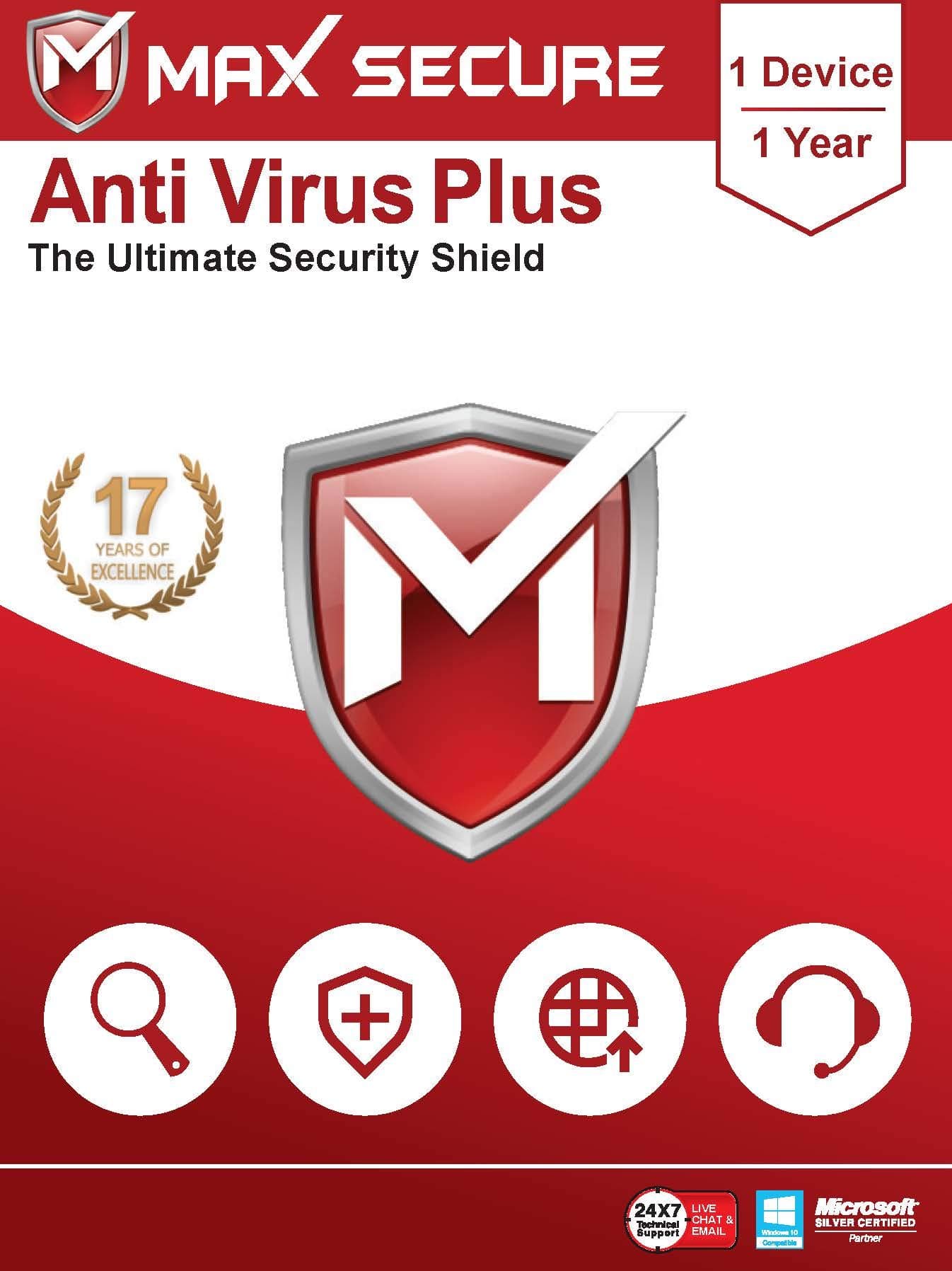 Max Secure Software Antivirus Plus for PC 2020 | 1 Device | 1 Year (Activation Key Card)