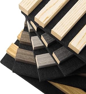 Art3d 5-Pack Sample Acoustic Wood Panels for Wall, Soundproof Wood Slat Panel for Wall and Ceiling - 5 Colors, 6" x 4.7"