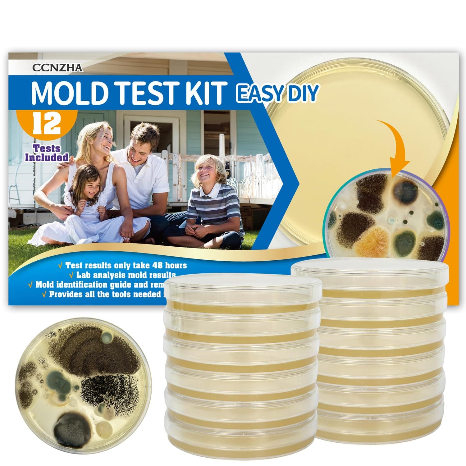 Mold Test Kit for Home -DIY Mold Testing Kit with 12 Individual Tests-Black Mold Detector-Indoor Air Quality Tester-Mold Identification Guide-Free Lab Analysis-Fast and Reliable Mold Detector at Home