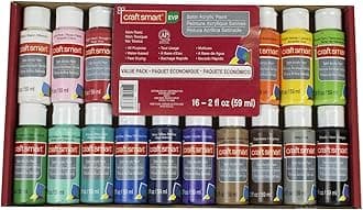 Multi-Surface Satin Acrylic Paint Value Pack by Craft Smart, 16 Colors, 2 oz.
