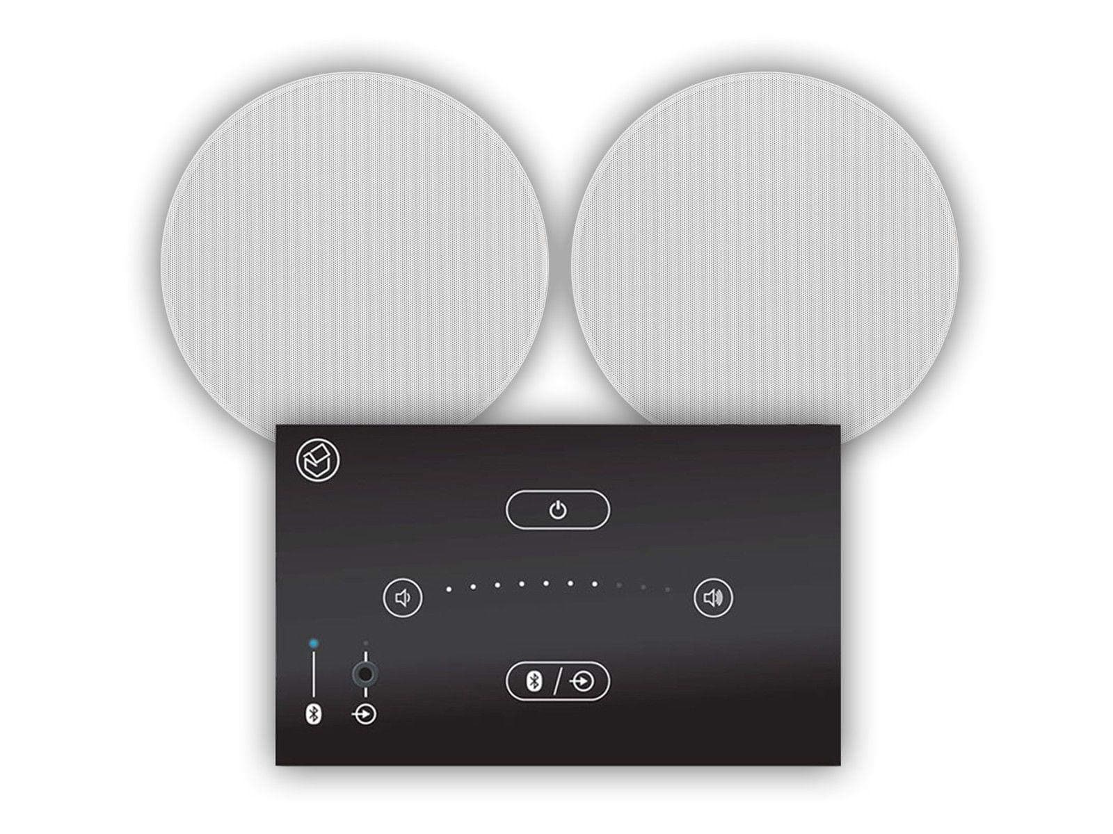 E50 Bluetooth Ceiling Speaker System with Touch Gesture Wall Amplifier and 2x Q Acoustics Qi65CB 6.5" In-Ceiling Speakers for Home Audio, Kitchens & Bathrooms