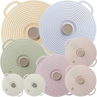 Silicone Lids for Bowl 8 Pack, Microwave Splatter Cover with 6 Sizes Reusable Heat Resistant Lids Fits Cups, Bowls, Plates, Pots, Pans, Skillets, Stove Top, Oven, Fridge Dishwasher Safe