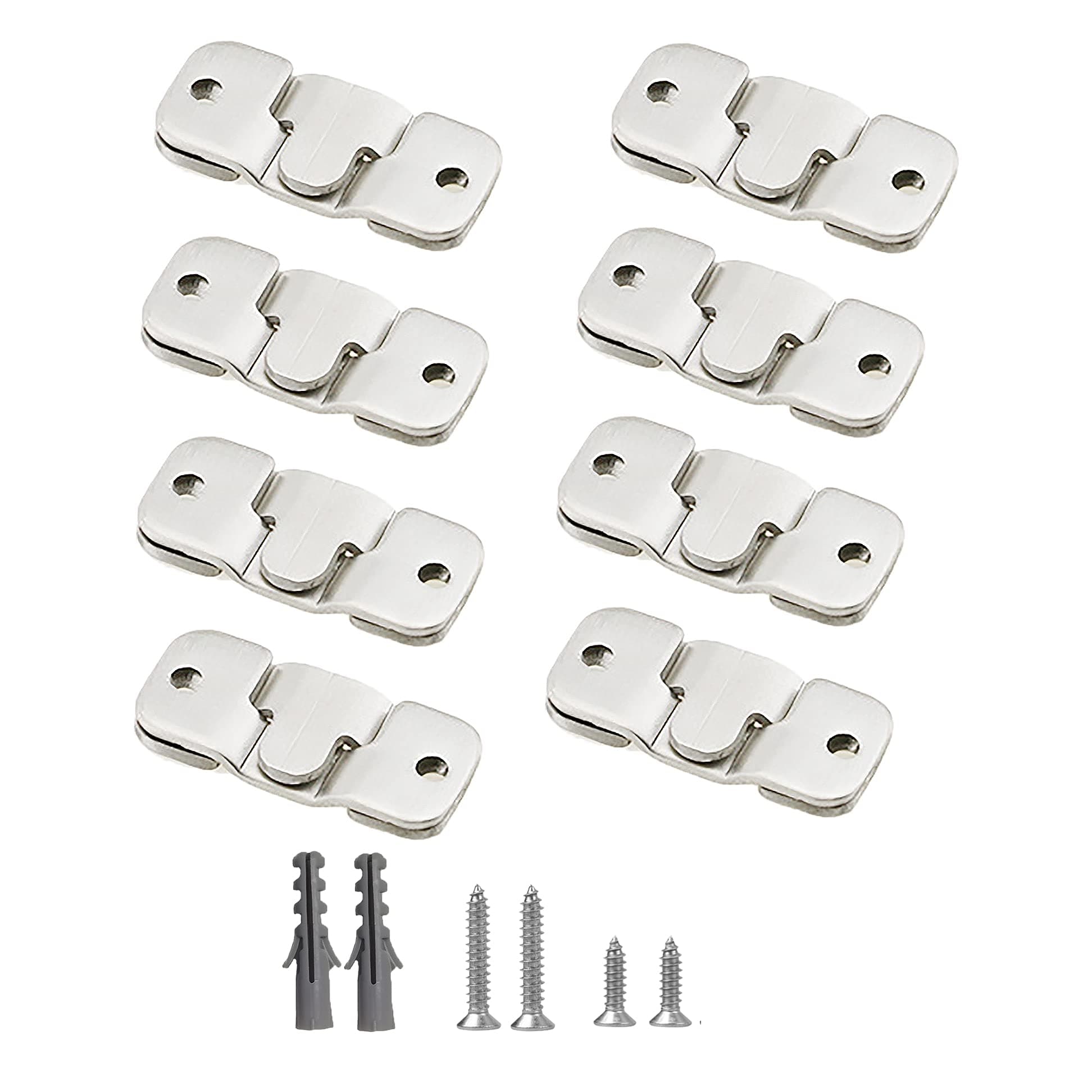 8 Pairs(16 Pcs) Flush Mount Bracket Concealed Mount Bracket Interlocking Hang Buckle Stainless Steel Photo Frame Hook Hardware Hanging for Pictures Mirrors Frames Furniture Connector(44MM)