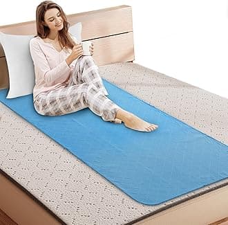 SPRINGSPIRIT Hospital Bed Pads 34'' x 76'' 4 Pack, Non-Slip Waterproof Sheet and Mattress Pad Protector, Washable Bed Wetting Incontinence Cover, Pads for Kids, Elderly Seniors, Blue