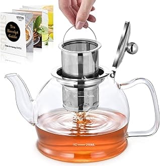 STNTUS Glass Teapot, 27 oz. / 800 ml, Loose Tea Infuser, Stove Top Teapot