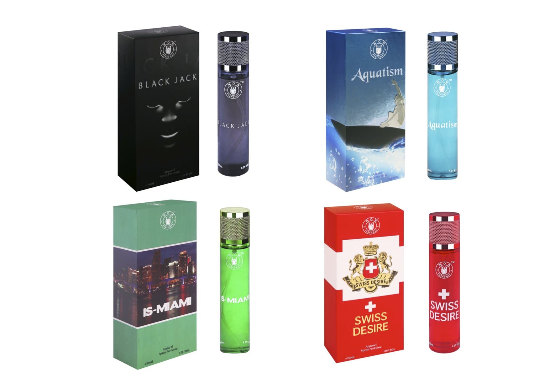 W.O.W. Perfumes Combo for Men, 30 ml (Pack of 4)