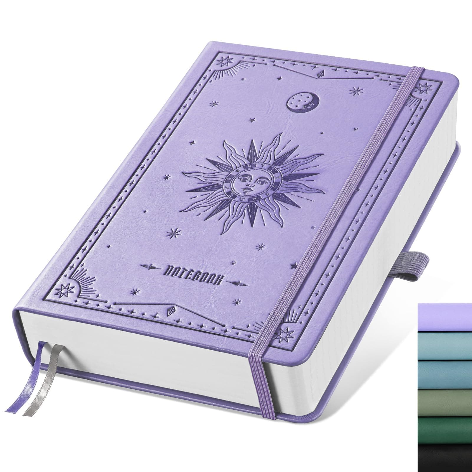 Lined Journal Notebook - 320 Numbered Pages, 100gsm Thick Journals, A5 Hardcover Leather College Ruled Notebooks for Women Men School Work Writing Note Taking, 5.75 x 8.38-Light Purple