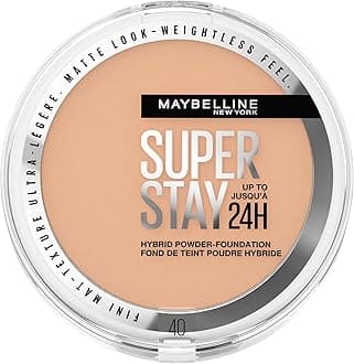 Powder Foundation, Long-lasting 24H Wear, Medium to Full Coverage, Transfer, Water & Sweat Resistant, SuperStay 24H Hybrid Powder Foundation, 40