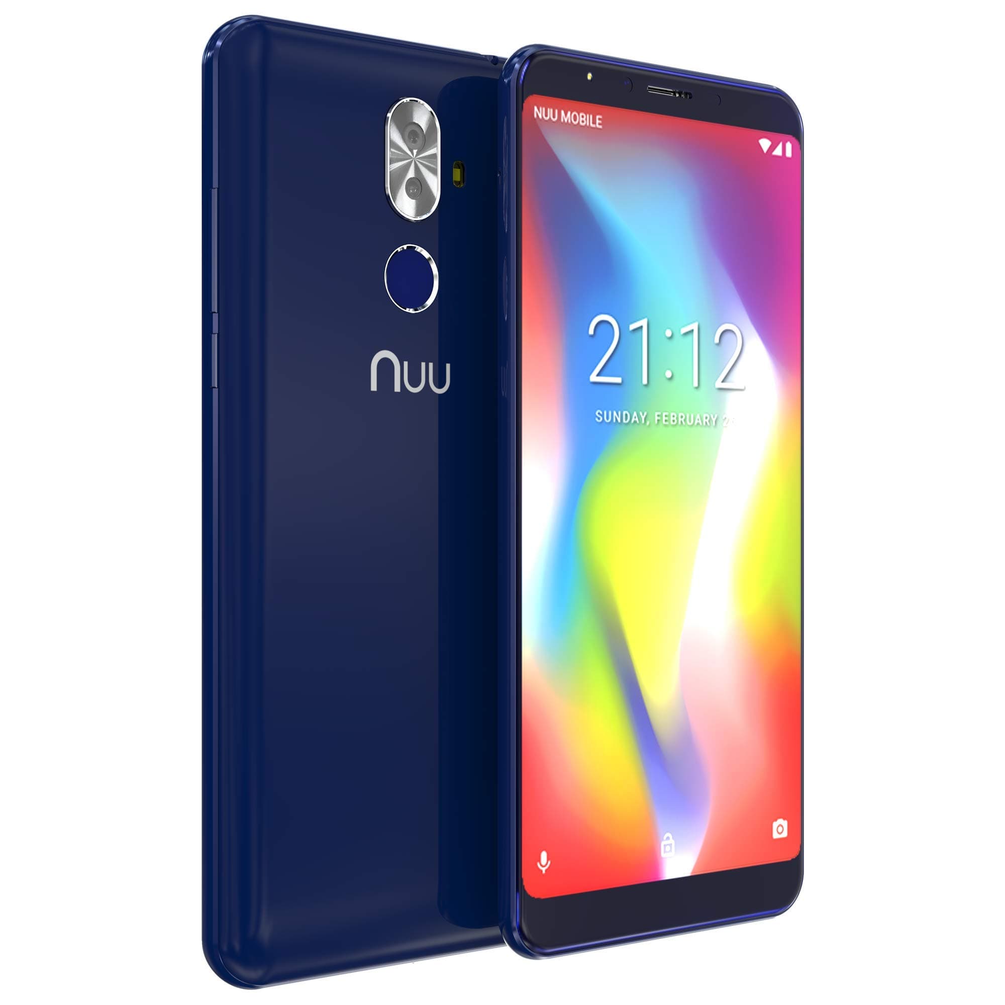 NUU Mobile G2 5.99" Full HD+ 64GB Unlocked Android Mobile Phone - 64GB Memory 4GB Ram - 4G LTE Dual-SIM - Dual Camera 20 MP - Fingerprint ID - Express Charge (Blue)