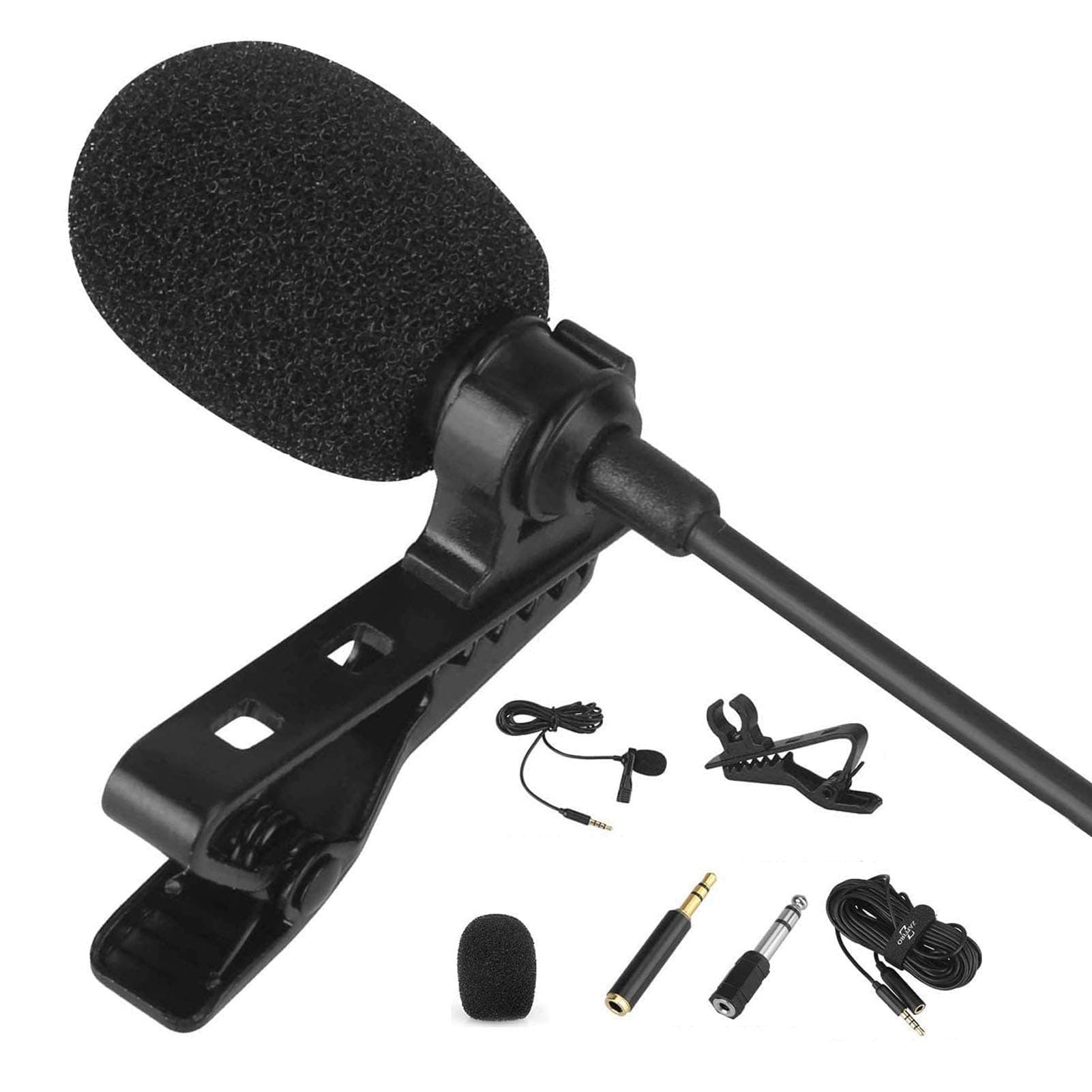 Lavalier Lapel Microphone Kit - Clip on Omnidirectional Lav Mic for iPhone, Ipad, DSLR, Camcorder, Zoom, PC, MacBook, Android, Smartphones,Lapel Mic for YouTube, Streaming, Video Recording