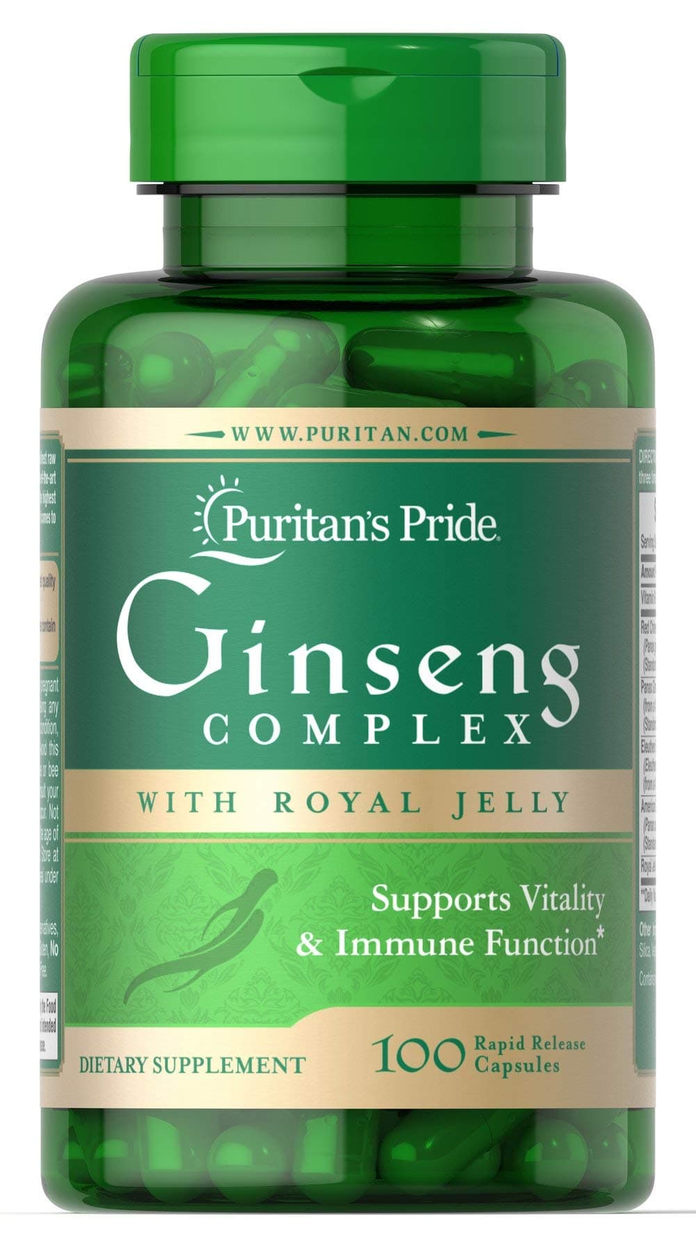 Puritans Pride Ginseng Complex 1000 mg Rapid Release Capsules, 100 Count