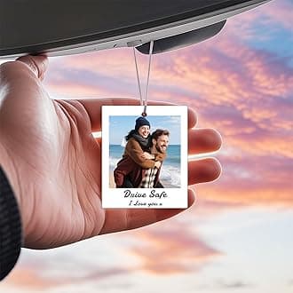 Personalised Car Air Freshener with Double Sided,Custom Printed Photo/Text,19 Kinds Scents Air Freshener for Car,Wardrobe,Bathroom,Hanging Ornaments,Long Lasting Fragrance (Square)