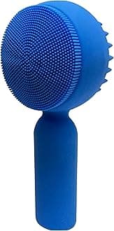Silicone Facial Cleansing Brush 2 in 1 Silicone Facial Scrubber Manual Exfoliating Facial Brush Face Cleanser Face Exfoliator Ultrafine Bristles for Sensitive Skin Easy to Clean Lather Well (DeepBlue)