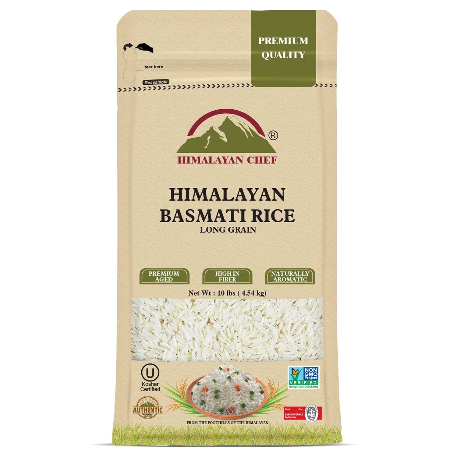 Basmati Rice,Extra Long Grain Rice Fluffy Quick Cooking Aromatic - 10 lbs.(Packaging May Vary)