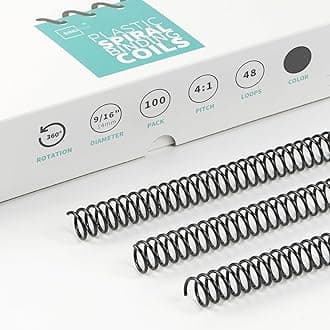 Binditek 100 Pack Plastic Spiral Binding Coils, 14mm(9/16") Binding Spirals, 115 Sheet Capacity, 4:1 Pitch, Black Binding Spines, for Students and Coworkers
