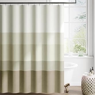 jinchan Ombre Wood Taupe Striped Shower Curtain Waterproof Fabric Shower Curtains for Bathroom Gradual Color Minimalist Design Modern Neutral with 12 Hooks 70x72 Inches