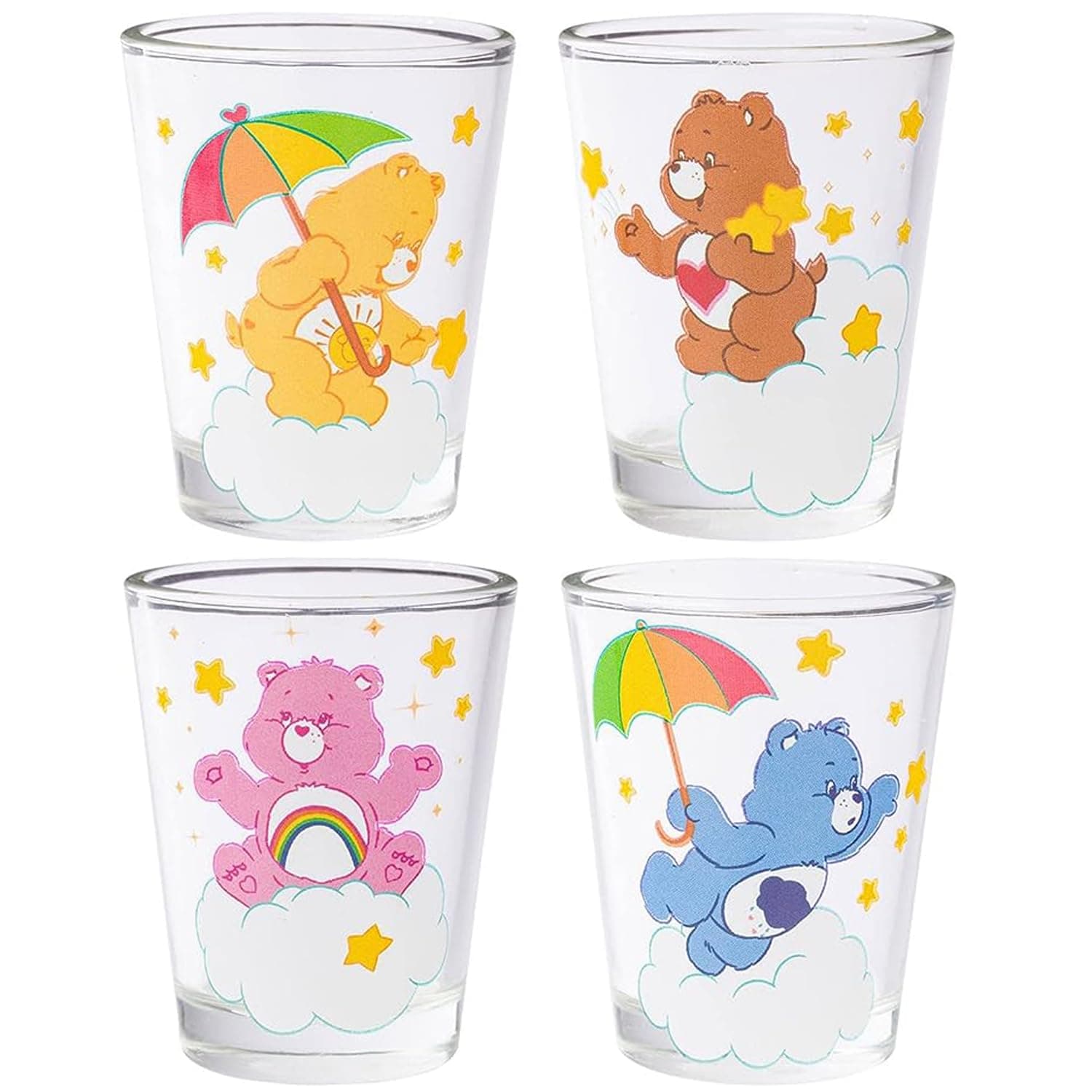 Care Bears Clouds 4-Pack Mini Glass Set, 1.5 Ounces