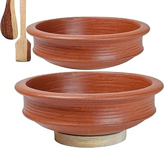 Craftsman India Online Pre Seasoned Earthen/Clay Handi/Kadai/Pot Combo 1 & 2 Liter